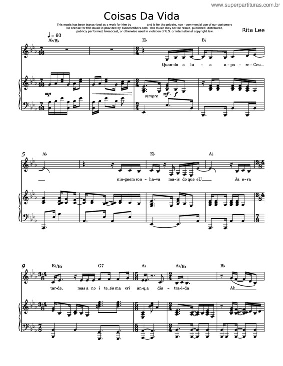 Partitura da música Coisas Da Vida