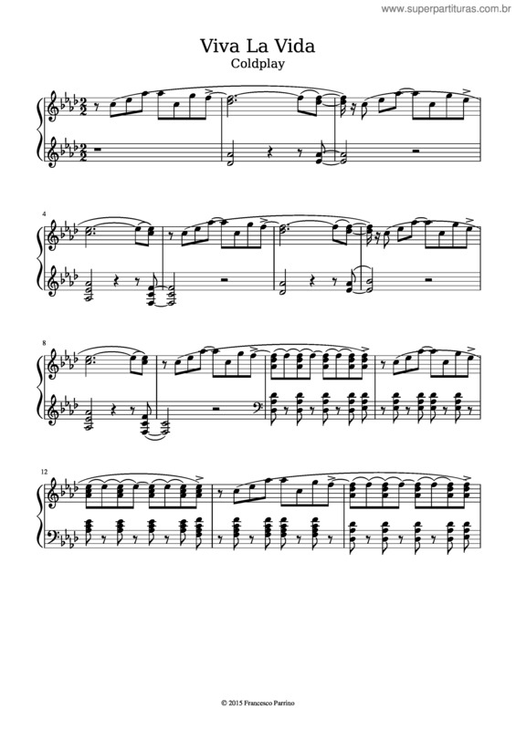 Partitura da música Coldplay Viva La Vida v.2