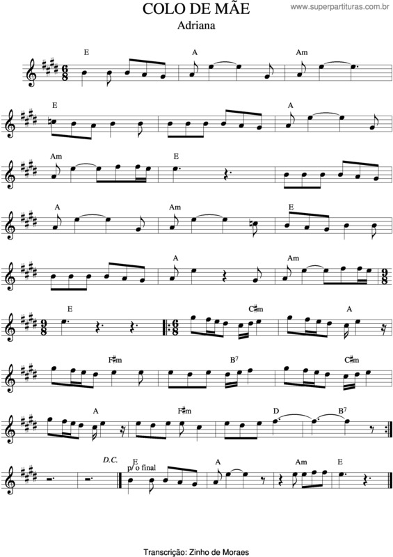 Partitura da música Colo De Mãe v.3