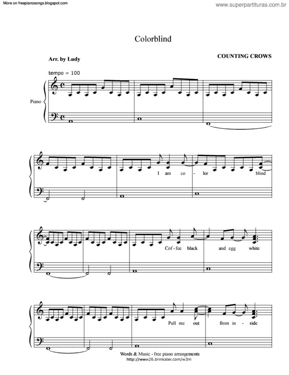 Partitura da música Colorblind v.2