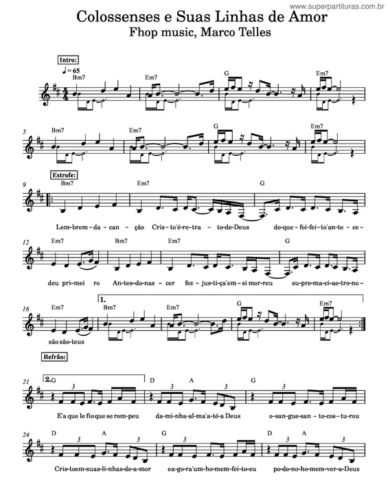 Partitura da música Colossenses E Suas Linhas De Amor v.2