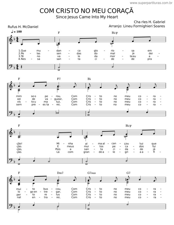 Partitura da música Com Cristo No Meu Coração v.3