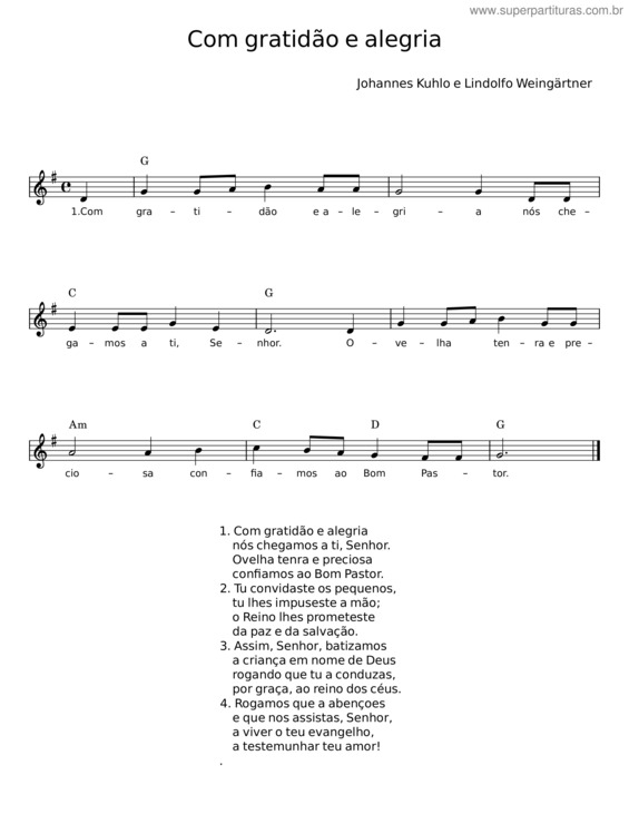 Partitura da música Com Gratidão E Alegria