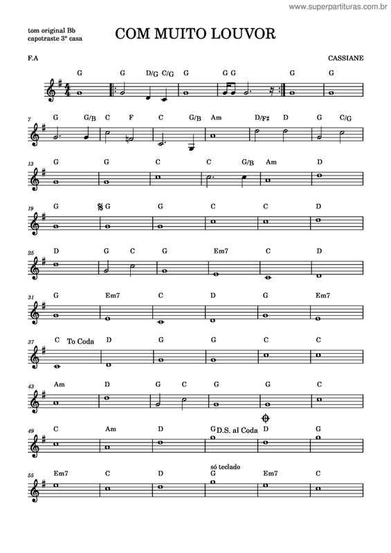 Partitura da música Com Muito Louvor v.13