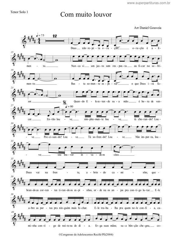 Partitura da música Com Muito Louvor v.8