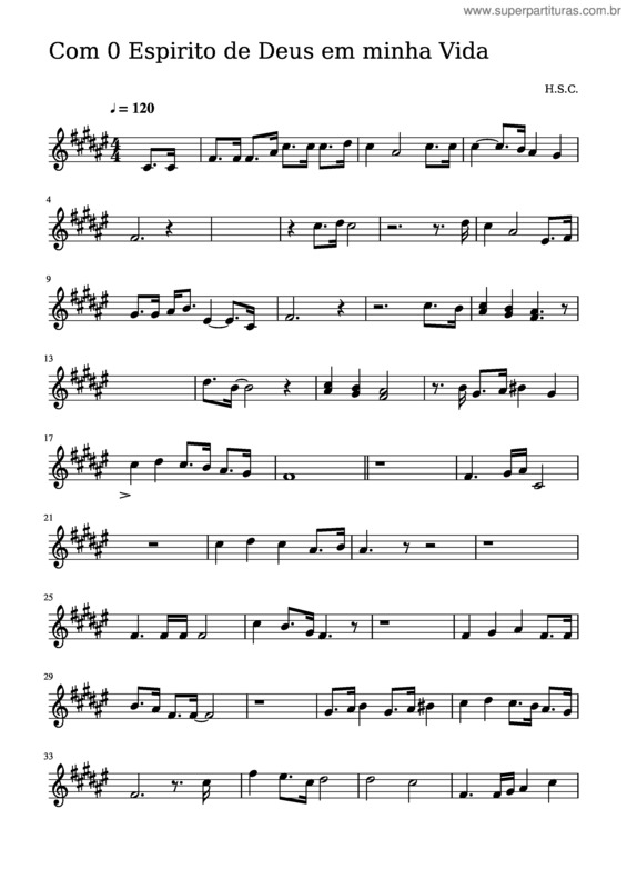 Partitura da música Com O Espirito De Deus Em Minha Vida