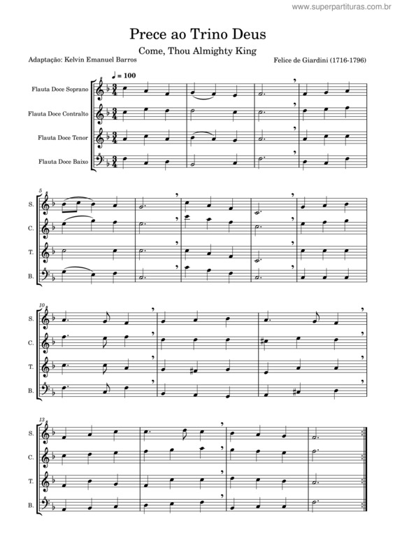 Partitura da música Come, Thou Almighty King