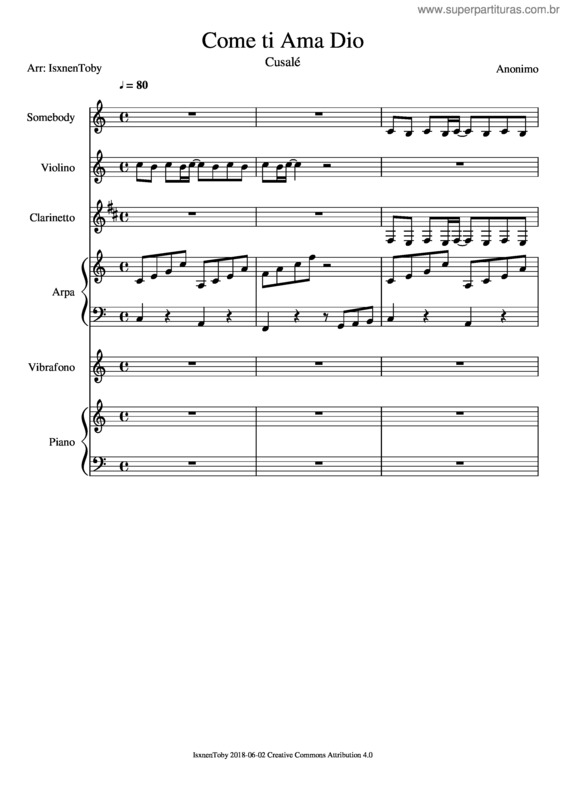 Partitura da música Come Ti Ama Dio v.2