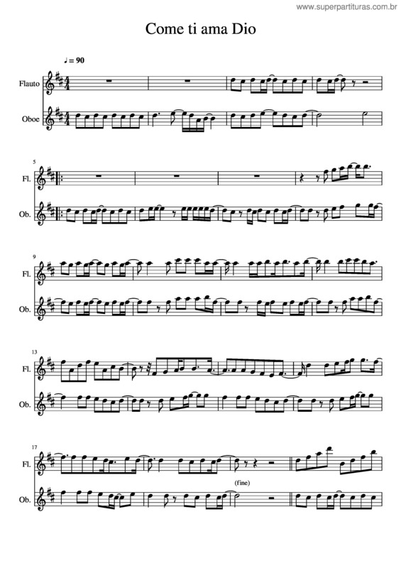 Partitura da música Come Ti Ama Dio v.3