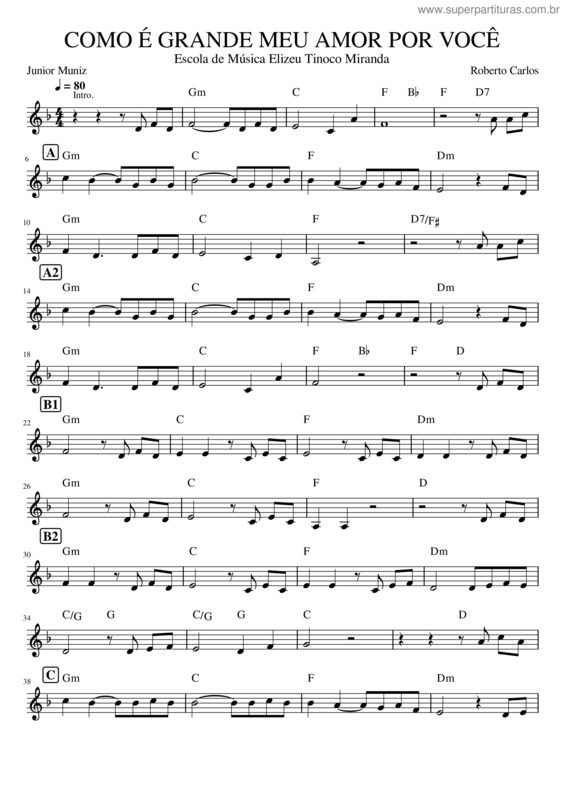 Partitura da música Como  Grande Meu Amor Por Voc