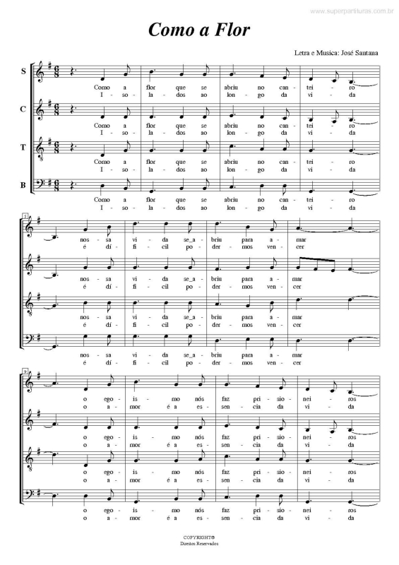 Partitura da música Como a Flor