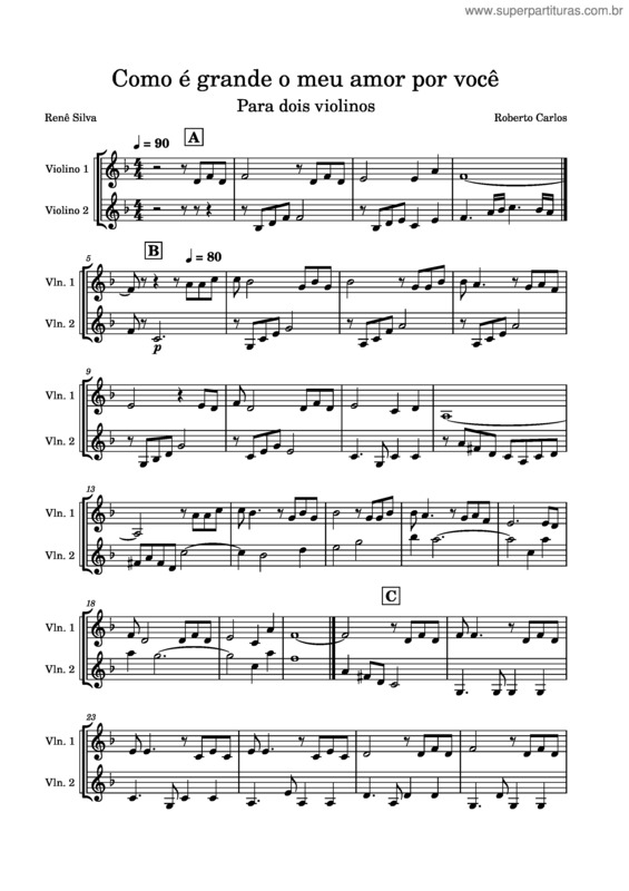 Partitura da música Como E Grande O Meu Amor Por Voce v.22