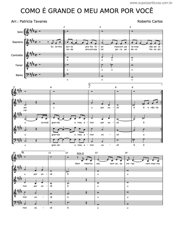 Partitura da música Como E Grande O Meu Amor Por Voce v.33