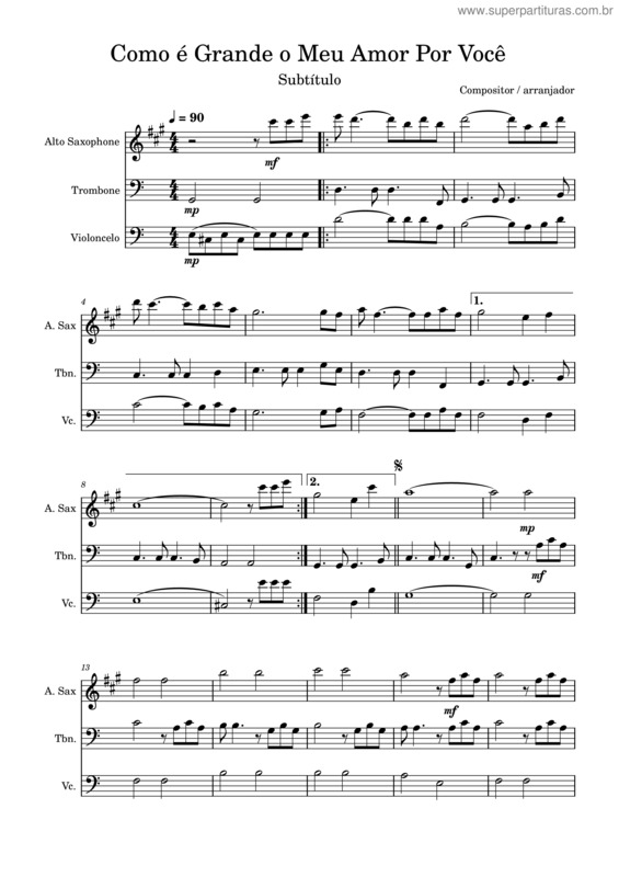 Partitura da música Como E Grande O Meu Amor Por Voce v.50