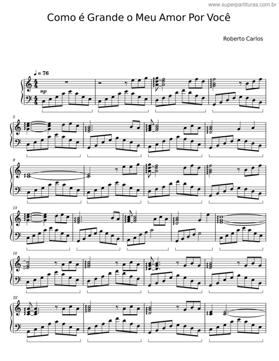 Partitura da música Como E Grande O Meu Amor Por Voce v.53