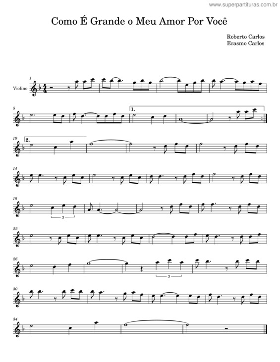 Partitura da música Como E Grande O Meu Amor Por Voce v.57