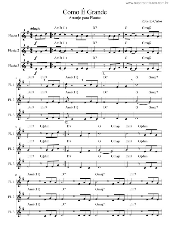 Partitura da música Como É Grande O Meu Amor Por Você v.58