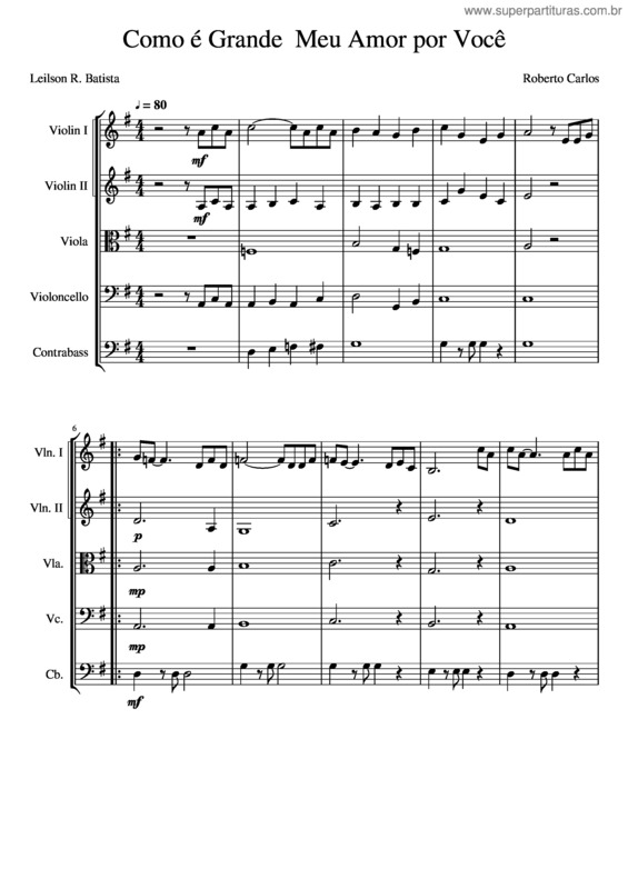 Partitura da música Como Grande Meu Amor Por Você