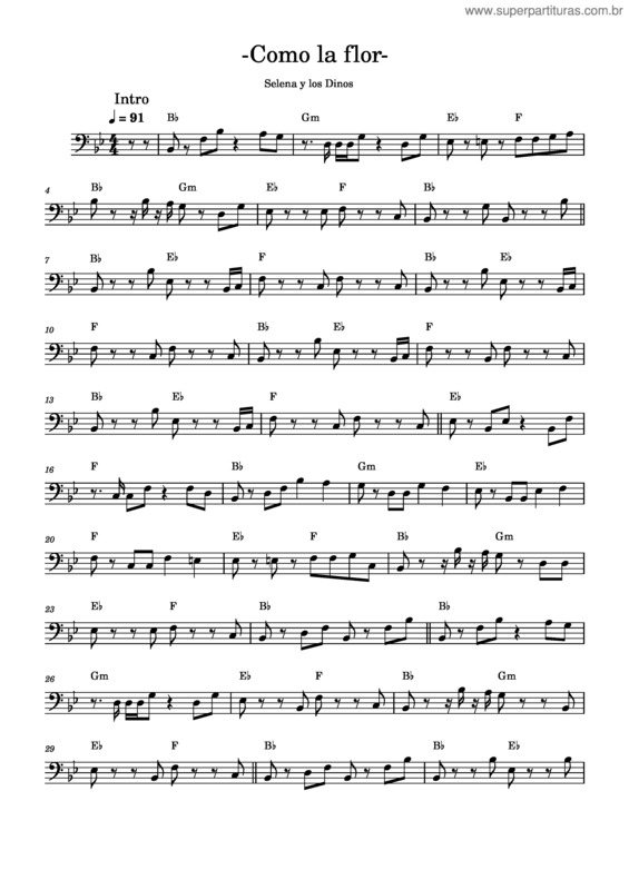 Partitura da música Como La Flor – Selena Quintanilla Como La Flor