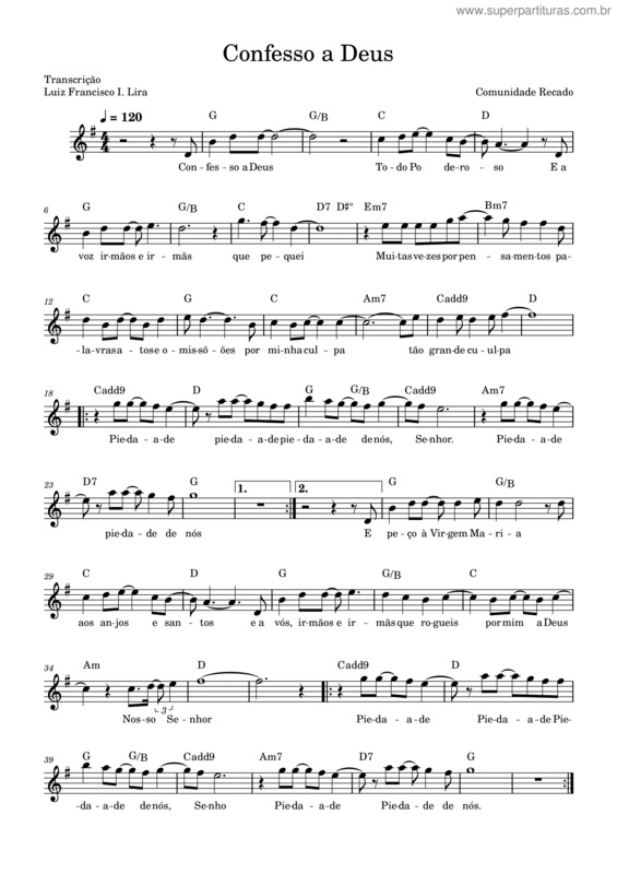 Partitura da música Comunidade Recado