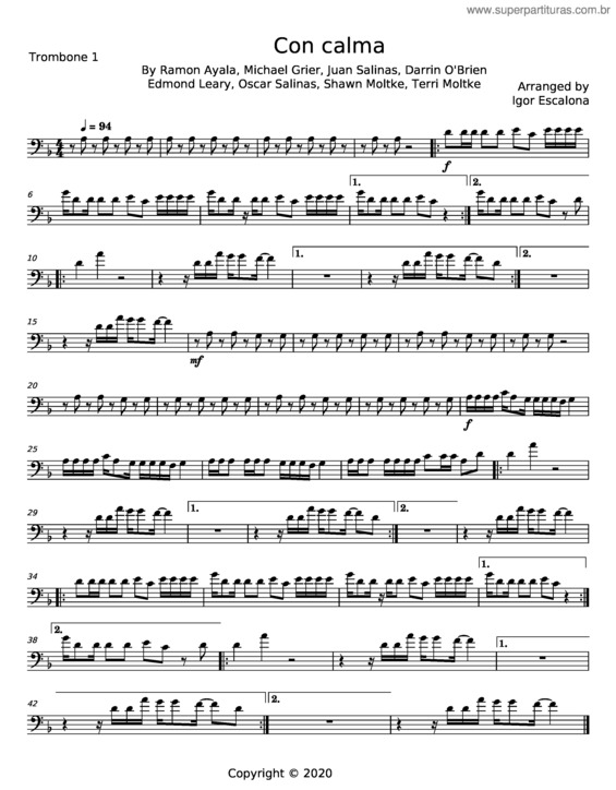 Partitura da música Con Calma