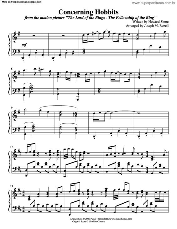 Partitura da música Concerning Hobbits v.7