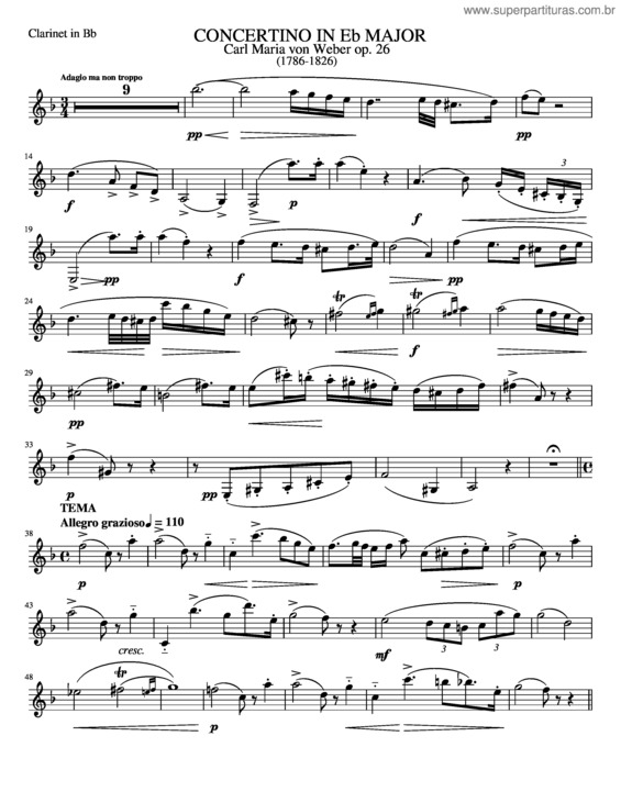 Partitura da música Concertino In E-Flat Major, Op.26