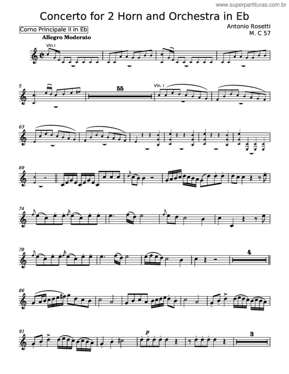 Partitura da música Concerto For 2 Horns In E-Flat Major, M.C57