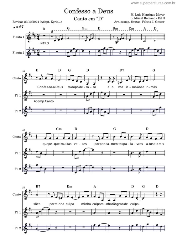 Partitura da música Confesso A Deus