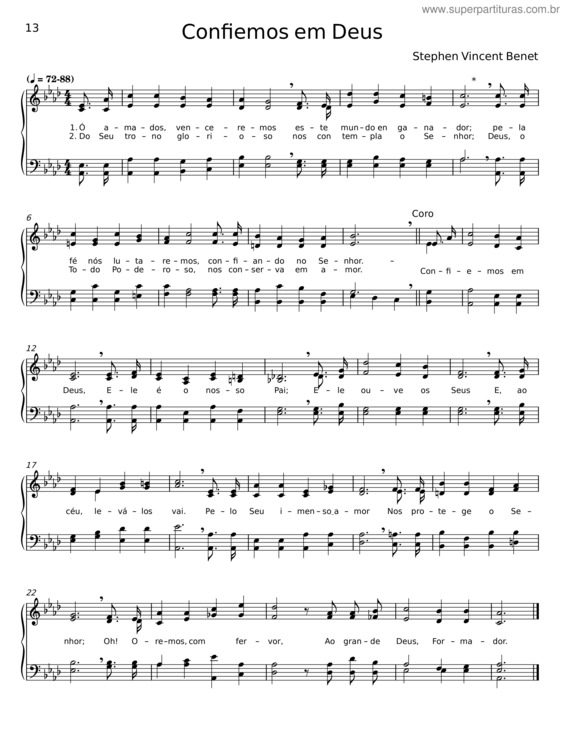 Partitura da música Confiemos Em Deus