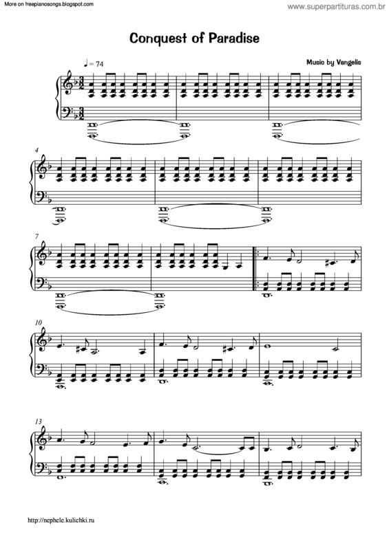 Partitura da música Conquest Of Paradise v.8