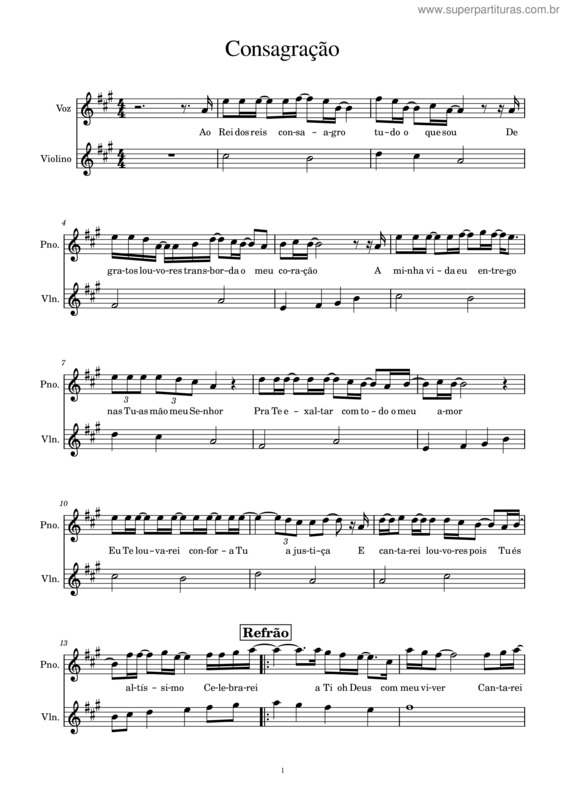 Partitura da música Consagração / Louvor Ao Rei v.2