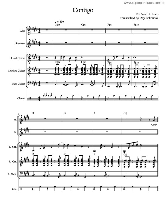 Partitura da música Contigo v.2