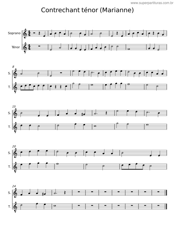 Partitura da música Contrechant Ténor