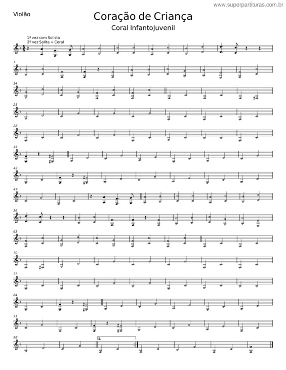 Partitura da música Coração De Criança v.3