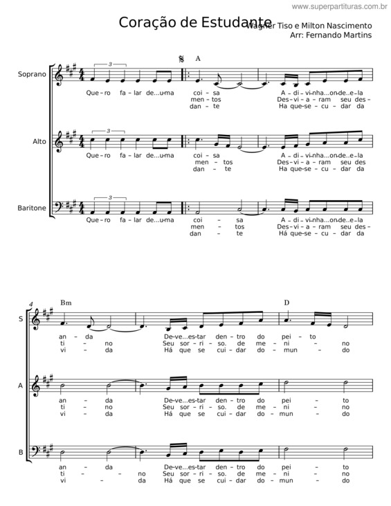 Partitura da música Coração De Estudante v.8