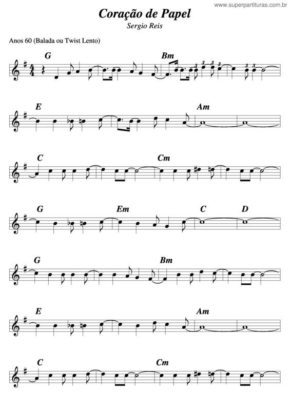 Partitura da música Coração De Papel v.4