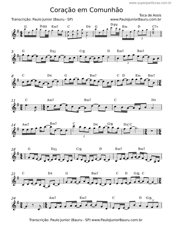 Partitura da música Coração Em Comunhão v.2