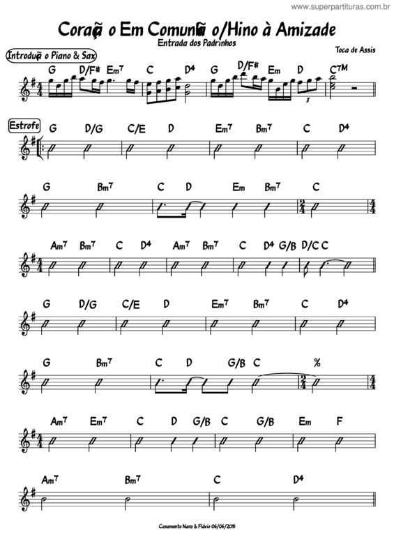 Partitura da música Coração Em Comunhão