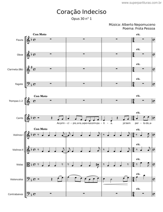 Partitura da música Coração Indeciso v.3