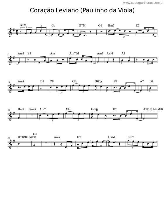 Partitura da música Coração Leviano v.3