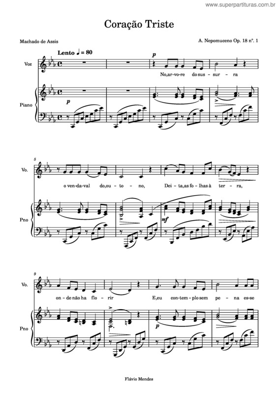 Partitura da música Coração Triste v.2