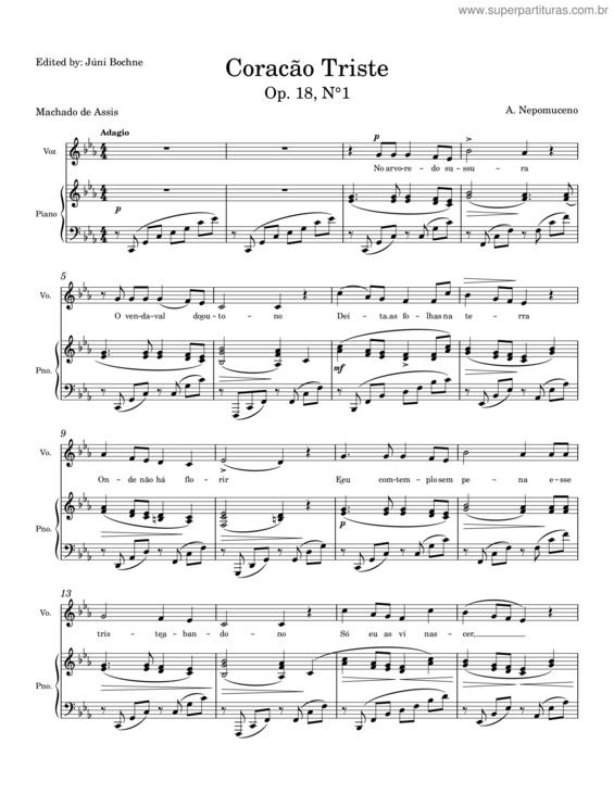 Partitura da música Coração Triste v.3