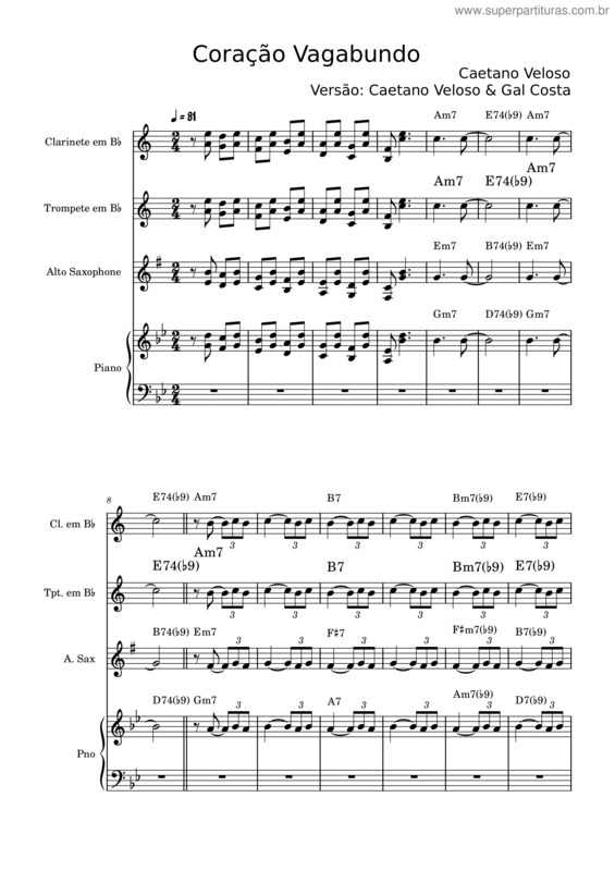 Partitura da música Coração Vagabundo v.5