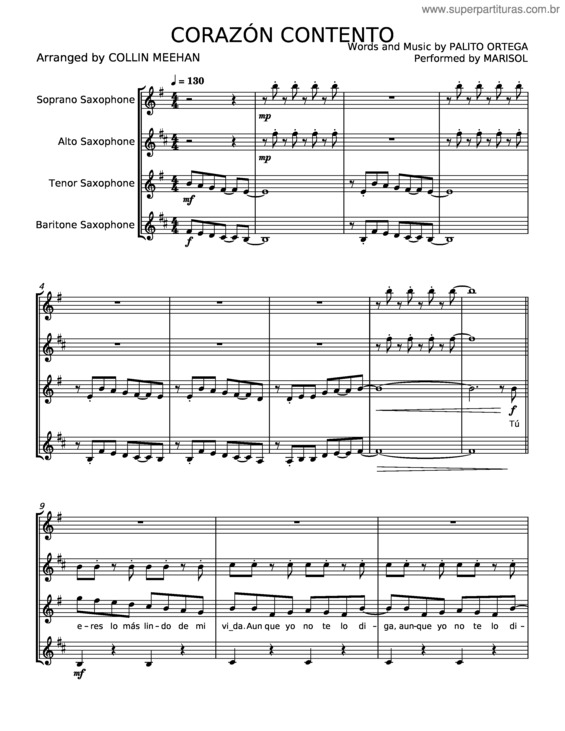 Partitura da música Corazón Contento