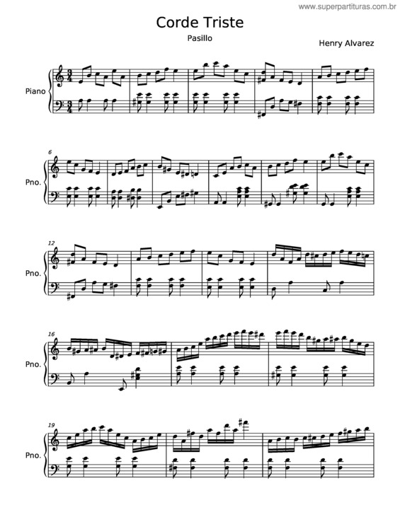 Partitura da música Corde Triste