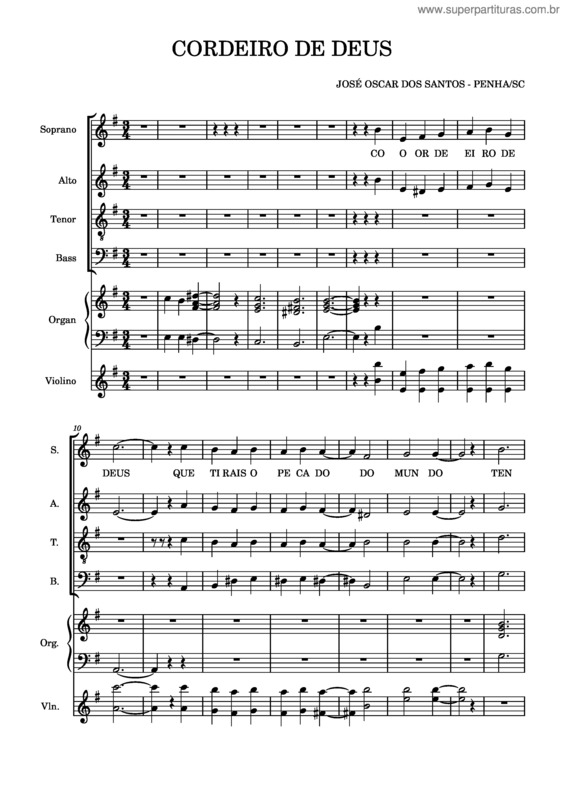 Partitura da música Cordeiro De Deus v.11