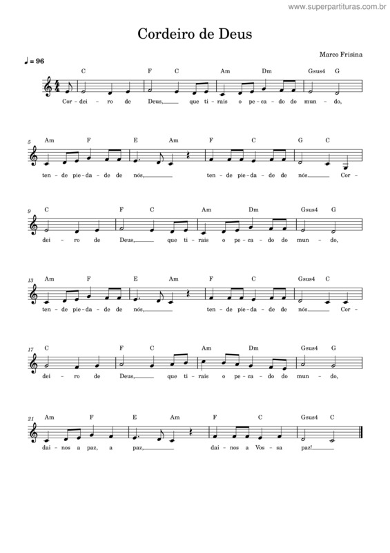 Partitura da música Cordeiro De Deus v.14