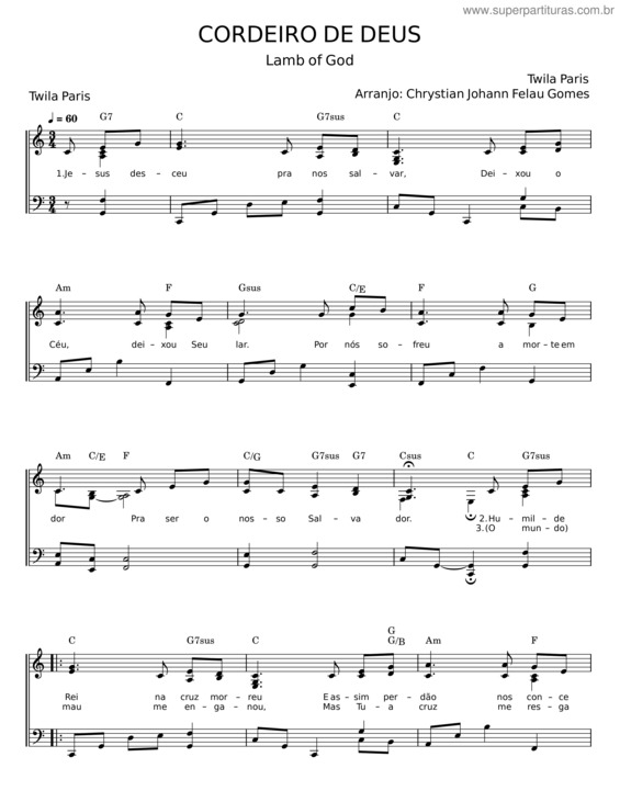 Partitura da música Cordeiro De Deus v.22