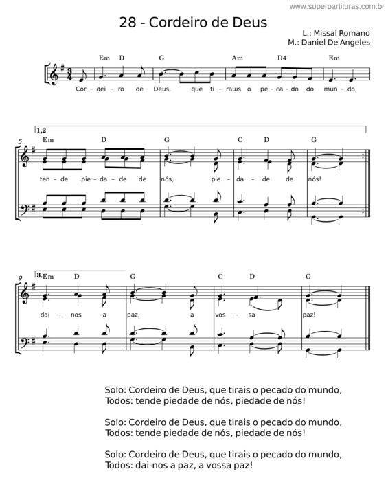 Partitura da música Cordeiro De Deus v.24